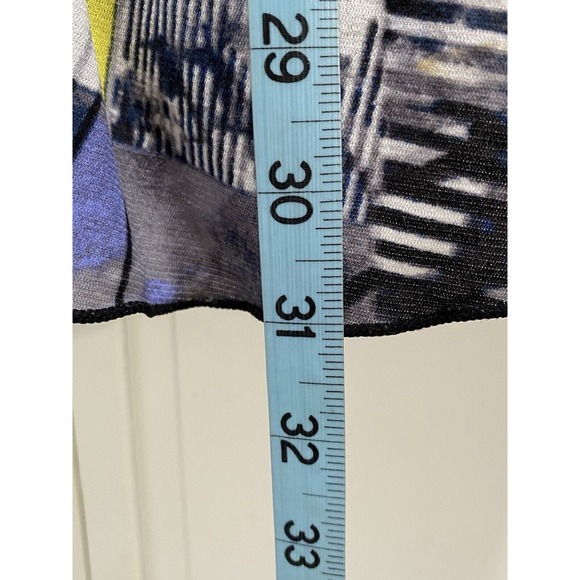 Style & Co Black/Gray/Yellow Geo Print Button Up 3/4 Sleeve Tab Blouse Size‎ S - Picture 3 of 7